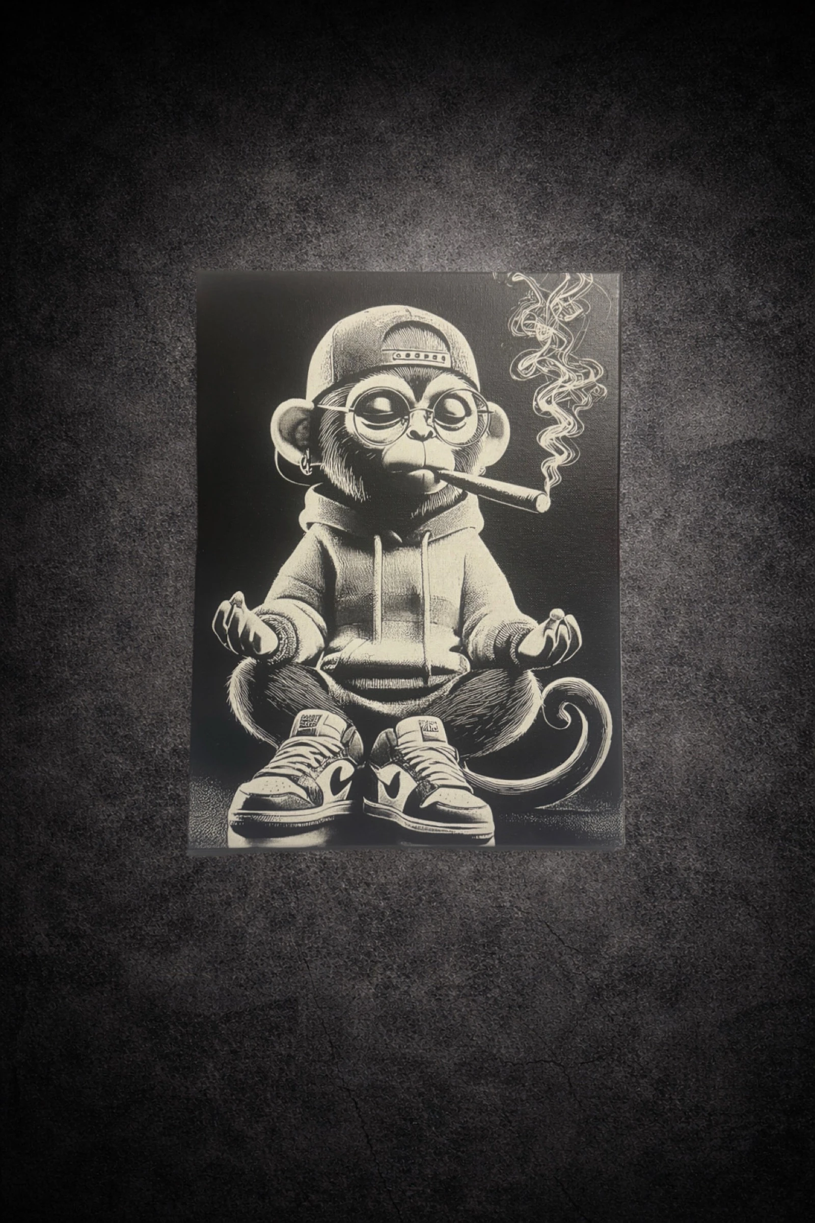 Tableau singe yoga street art en toile 30x40cm